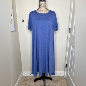 LuLaRoe High Low Swing Style Flowy Blue Stripes Carly Dress Size XL